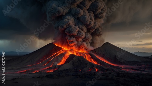 The mesmerizing beauty of a volcanic eruption in action - a sight to behold as the lava cascades down the slopes