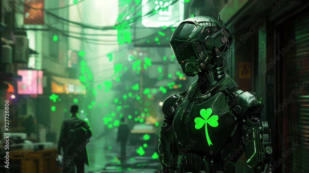 Naklejka premium Man in Green Suit Standing Next to Building on St Patricks Day