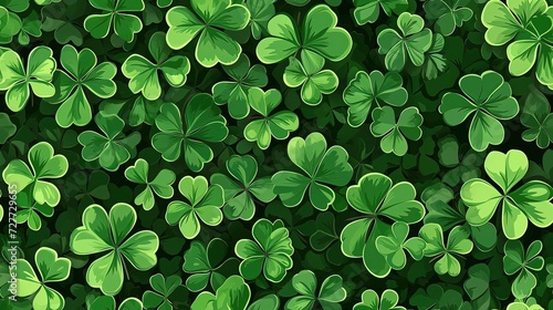 Abundance of Green Shamrocks Scattered Everywhere on St. Patricks Day