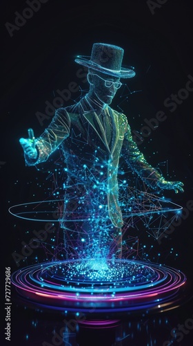 Magician illustration. Vertical background 