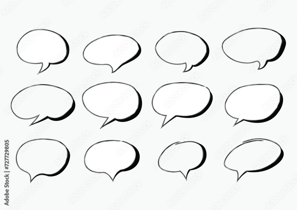 scribble hand draw set of doodle speech bubble vector element on white background scribble hand draw set of doodle speech bubble vector element on white background