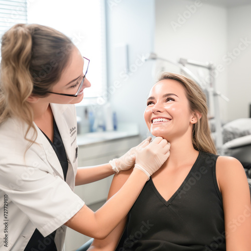 female skin doctor treat beauty woman