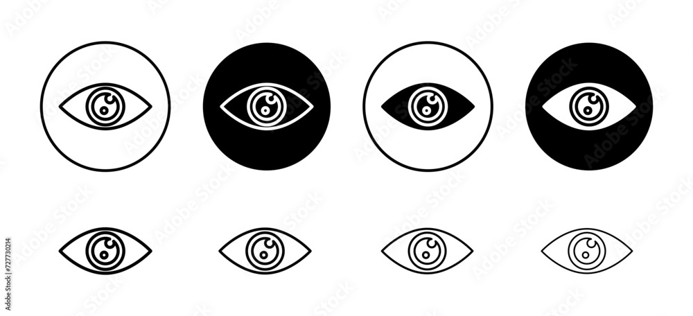 Visible vector icon set collection. Visible Outline flat Icon. Visible vector icon set collection. Visible Outline flat Icon.