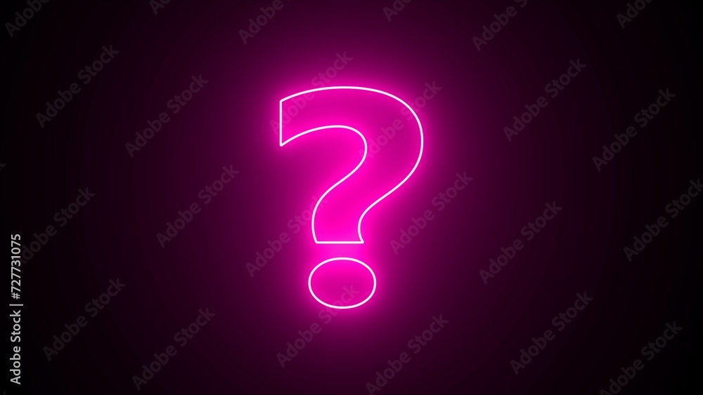 Question mark in neon pink on black background. Question mark, question mark. 3d rendering - illustration. Question mark in neon pink on black background. Question mark, question mark. 3d rendering - illustration.