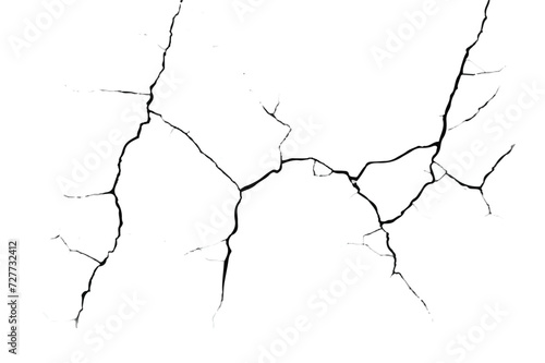 Cracked concrete wall. Cracked texture on a wall. Cracks on a wall. Abstract background. Vector the cracks concrete texture white and black. Black and white grunge texture of cracks in a wall. EPS 10.