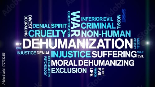Dehumanization animated word cloud;text design animation tag kinetic typography seamless loop.