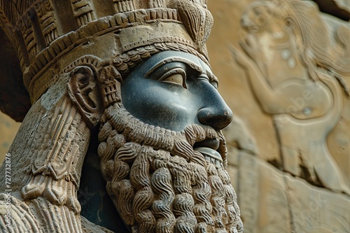 Gilgamesh statue from profile. photo