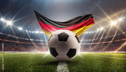German flag with football in a stadium for the 2024 European Championship in Germany