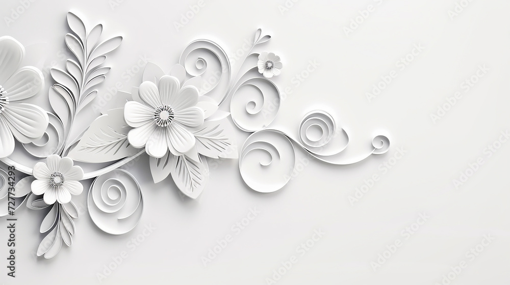 luxury white background with floral elements for banner - obrazy, fototapety, plakaty 