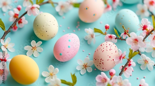 Seamless Easter pattern with flowers and eggs