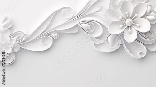 luxury white background with floral elements for banner. beautiful elegant white banner with flower
