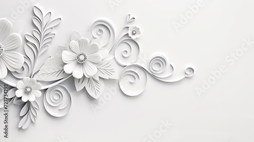 luxury white background with floral elements for banner