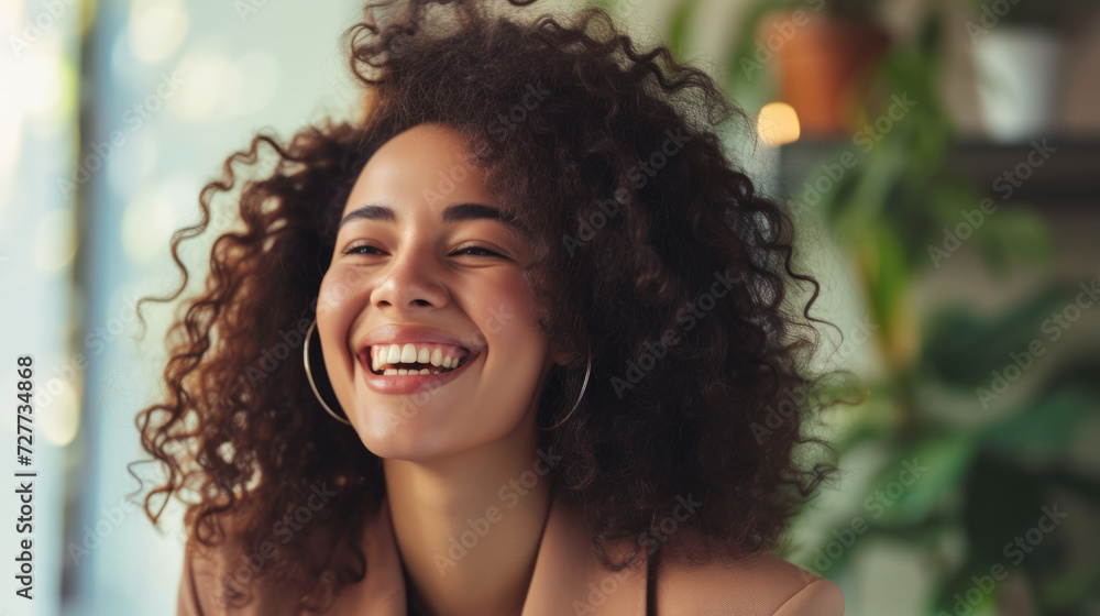 Office Vibes: Female Young Adult Laughing - Photo Realistic Office Vibes: Female Young Adult Laughing - Photo Realistic