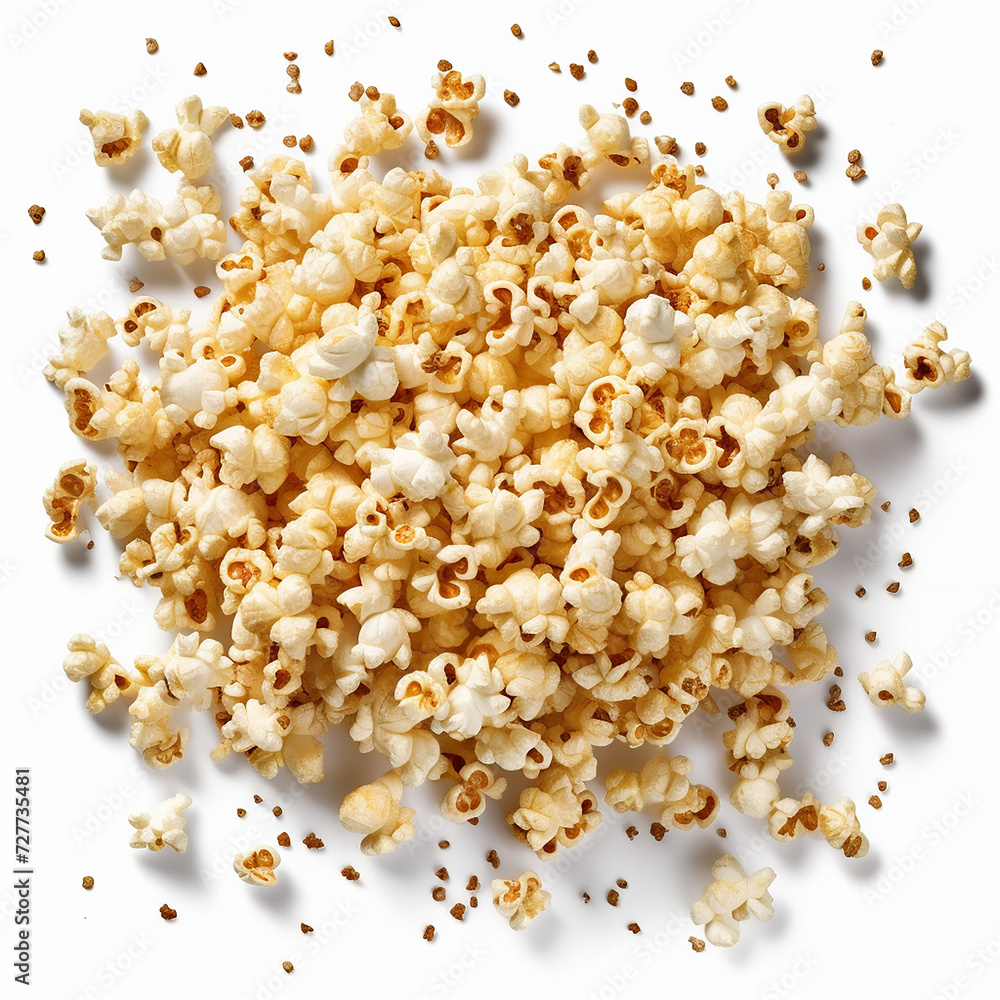 Popped corn snack, a common movie snack, cinema or theater snack Popped corn snack, a common movie snack, cinema or theater snack