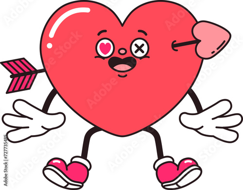 Cartoon Heart Character Falling in Love