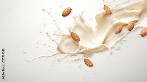 Milk splash on fresh almond
