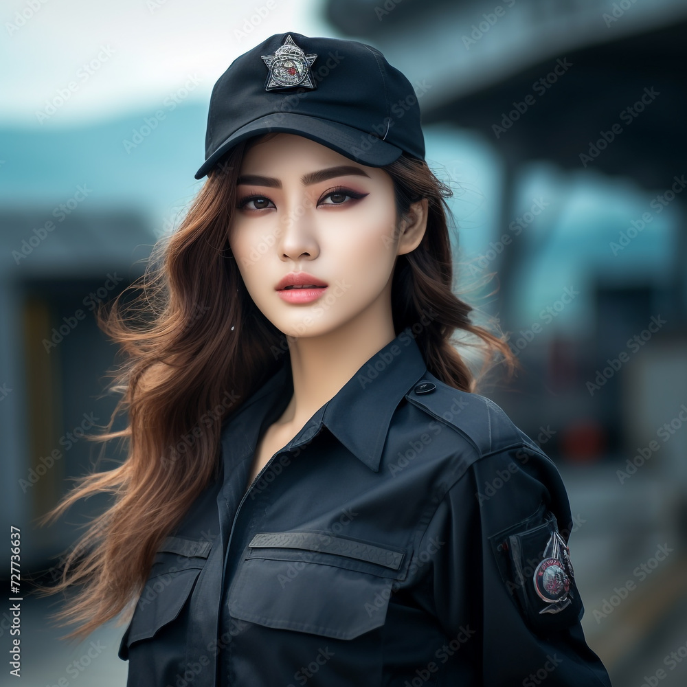 Young Woman Soldiers in Military Uniform, Young Beautiful Military Women, Attractive Looks with Isolated Background, Generative AI. Young Woman Soldiers in Military Uniform, Young Beautiful Military Women, Attractive Looks with Isolated Background, Generative AI.