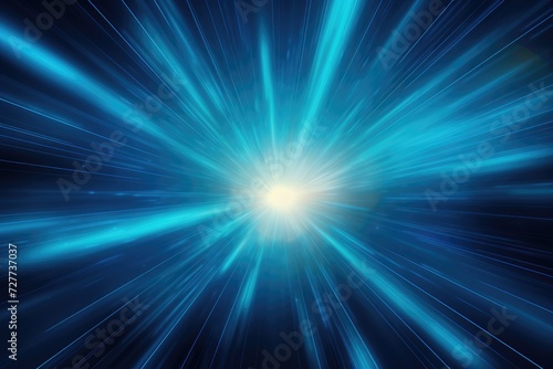 Blue Light Burst Explosion - Zooming in with Velocity - Quick Blast of Golden Sparks on the Move