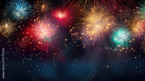 Colorful Firework Background with Space for Text. Ideal for Celebratory Events