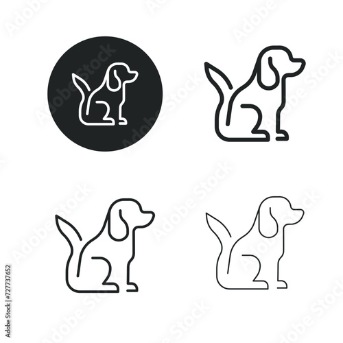 Dog icon. Simple solid round, bold, medium and thin line icon.