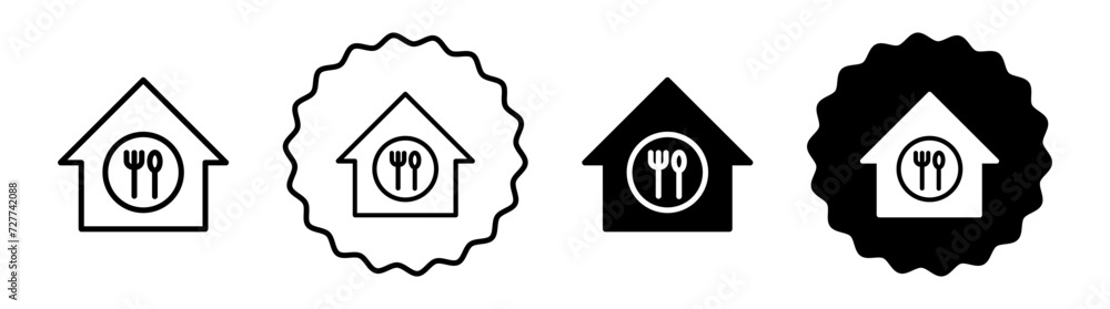 Canteen set in black and white color. Canteen simple flat icon vector Canteen set in black and white color. Canteen simple flat icon vector