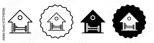 Accommodation set in black and white color. Accommodation simple flat icon vector