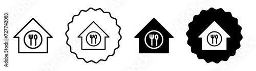 Canteen set in black and white color. Canteen  simple flat icon vector