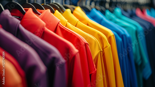 colorful shirts on hangers