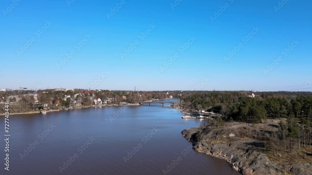 An aerial view of the Kuulosaari area, Kalasatama, Isoisänsilta bridge between Mustikkamaa and Kalasatama in Helsinki, Finland An aerial view of the Kuulosaari area, Kalasatama, Isoisänsilta bridge between Mustikkamaa and Kalasatama in Helsinki, Finland