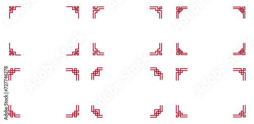 Chinese New Year Asian corner frame border line Red Knot vector art lunar new year oriental decorative set traditional graphic design ornaments
