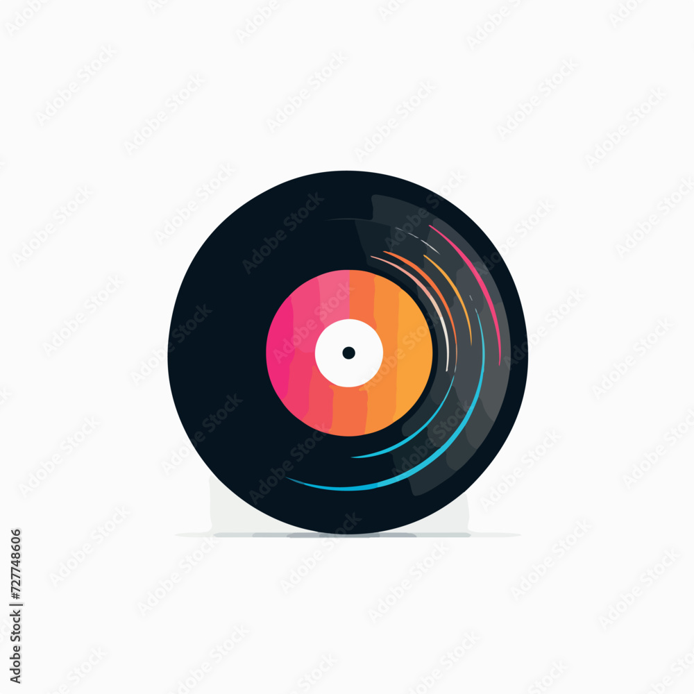 Obraz premium Vinyl record in cartoon, doodle style. Image for t shirt. Isolated 2d vector illustration in logo, icon, sketch style, Eps 10. AI Generative