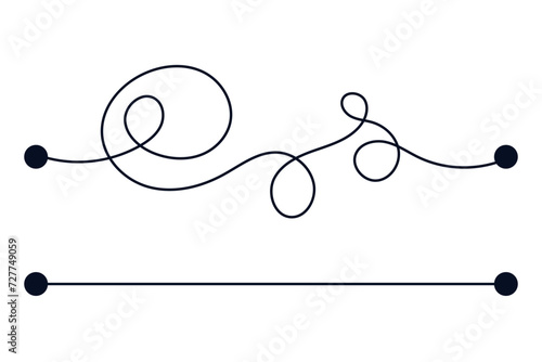 Line mind process complicated and easy ways, difficult and simple process doodle style isolated on whie background. 