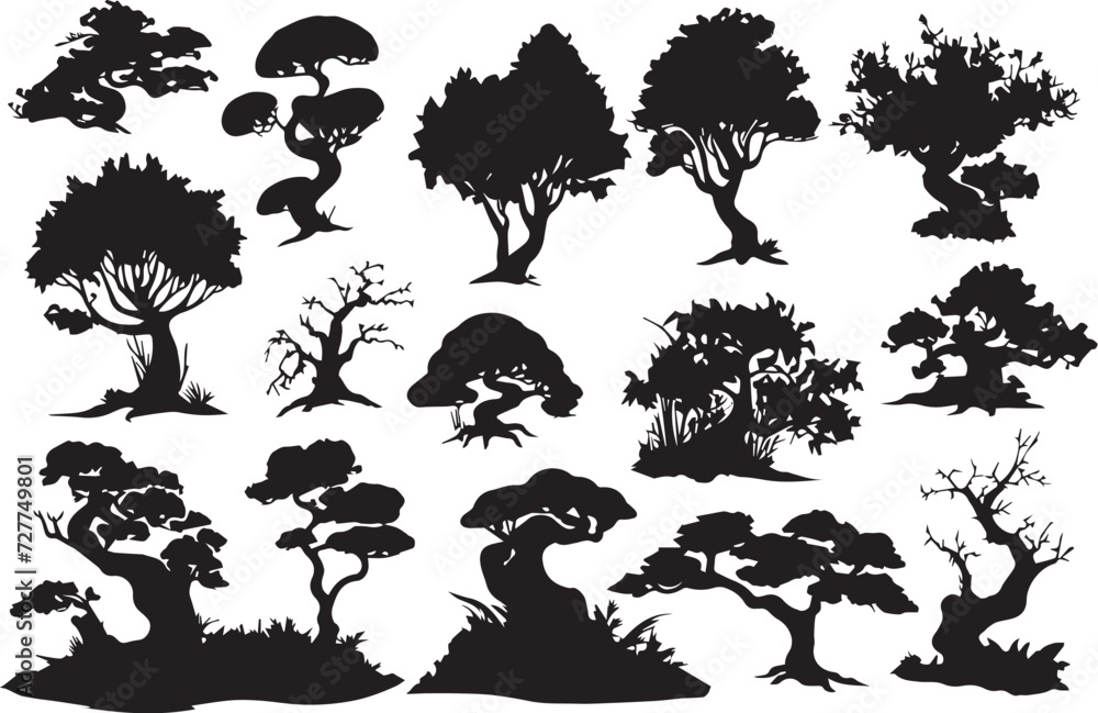 Set Trees. Hand drawn vector illustration Set Trees. Hand drawn vector illustration