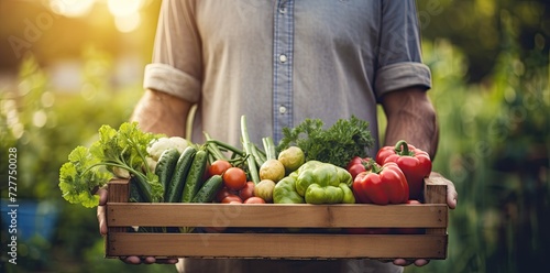 Man Holding Crate of Fresh Vegetables
