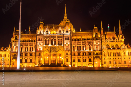 Beautiful building of Parliament in Budapest at night, Hungary