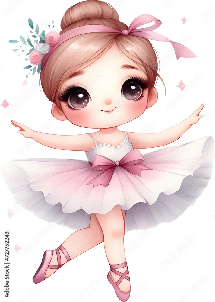 Cute Brown Hair Ballerina Girl Dancing. Little Caucasian Girl in Pink Tutu Dress and Pointe Cute Brown Hair Ballerina Girl Dancing. Little Caucasian Girl in Pink Tutu Dress and Pointe