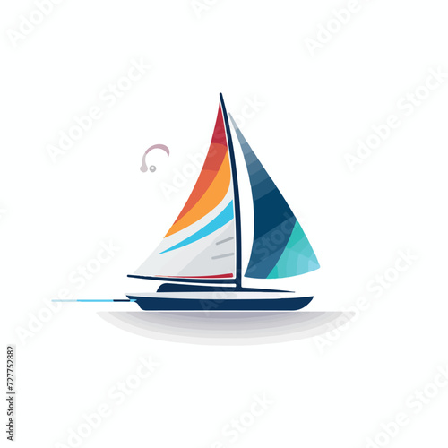 Catamaran in cartoon, doodle style. Image for t shirt. Isolated 2d vector illustration in logo, icon, sketch style, Eps 10. AI Generative
