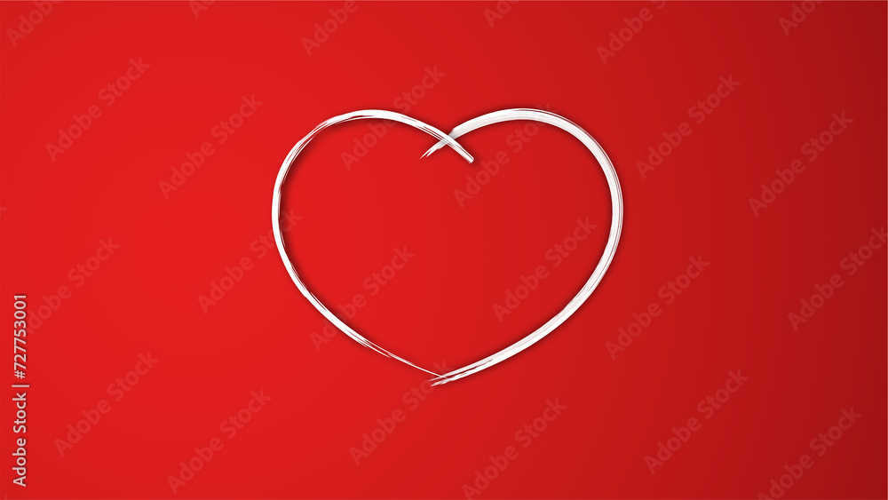 white line heart shape valentines day festival. on the red background. white line heart shape valentines day festival. on the red background.