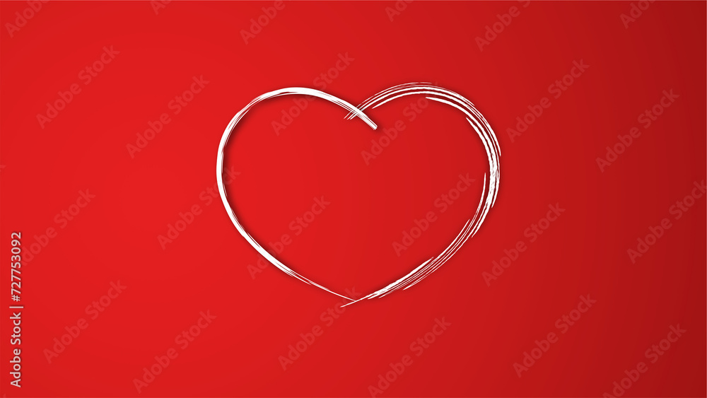 white line heart shape valentines day festival. on the red background. white line heart shape valentines day festival. on the red background.