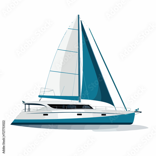 Catamaran in cartoon, doodle style. Image for t shirt. Isolated 2d vector illustration in logo, icon, sketch style, Eps 10. AI Generative