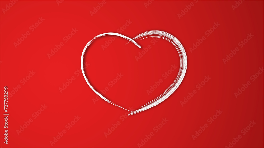 white line heart shape valentines day festival. on the red background. white line heart shape valentines day festival. on the red background.