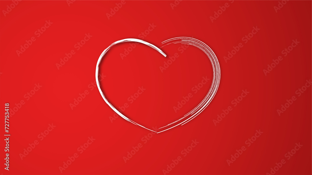 white line heart shape valentines day festival. on the red background.