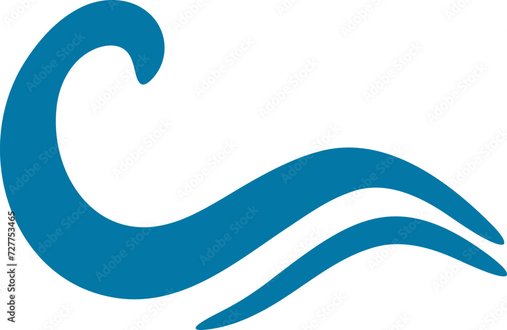 Sea waves silhouette illustration. Wave shape design element