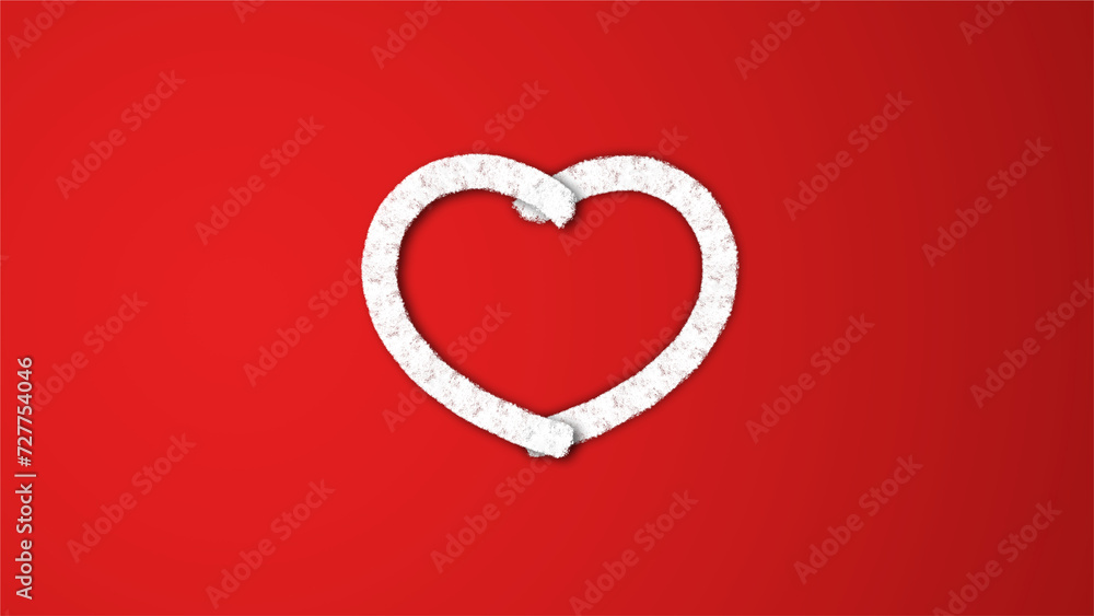 white line heart shape valentines day festival. on the red background.
