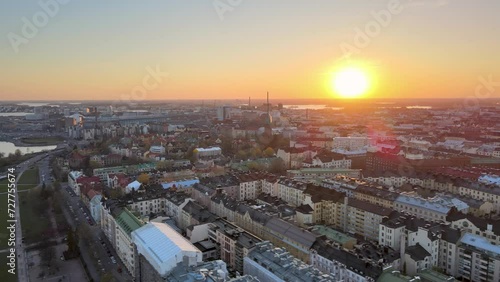 Wallpaper Mural Aerial view of Helsinki city at sunset during the vibrant summer season at evening. Kaivopuisto Helsinki Torontodigital.ca