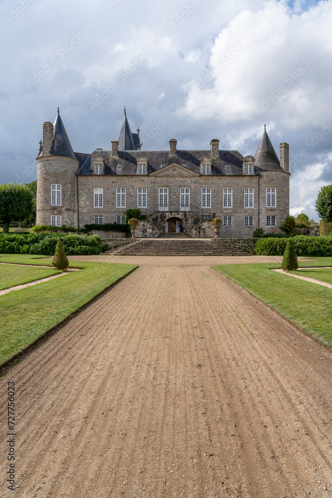 Chateau de Kergrist, France. Medieval estate house with normandy turreted towers.
