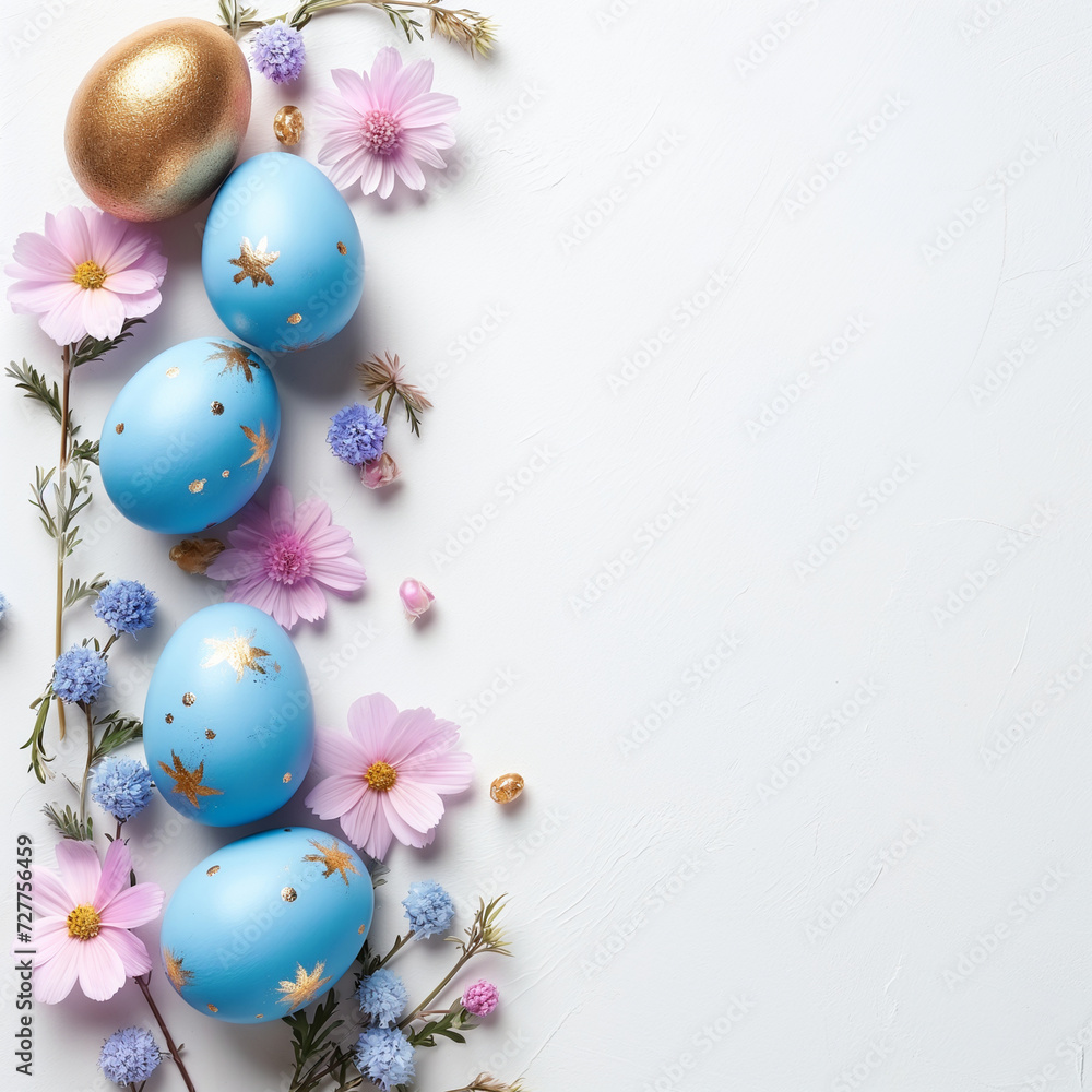 Easter eggs with flowers on a light background, colorful eggs for Easter Easter eggs with flowers on a light background, colorful eggs for Easter