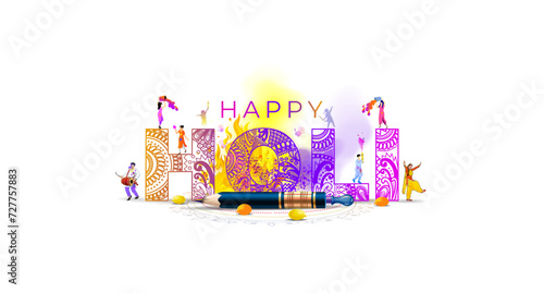 Creative vector illustration for Indian Holi festival celebration. Holi festival traditional Color fun dance and party banner poster template backgroun. Splash of colorful gulal background.