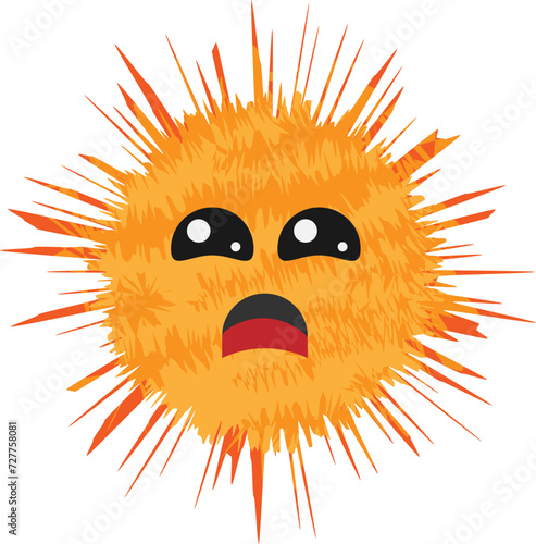 Sad Sun Character Illustration