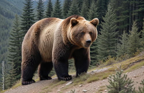 Niedźwiedź brunatny z bliska w górach. © Adam Sadlak